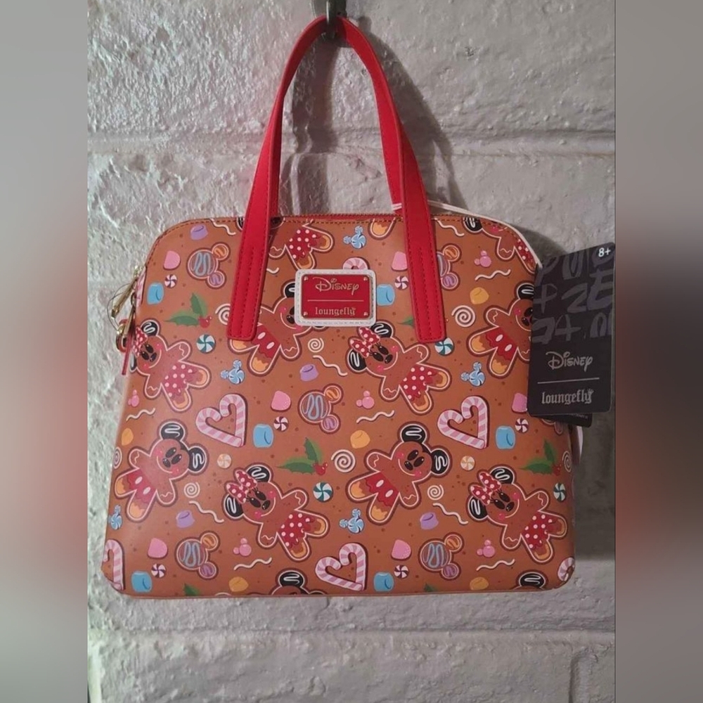 Disney Loungefly Gingerbread Mickey and Minnie Crossbody Bag